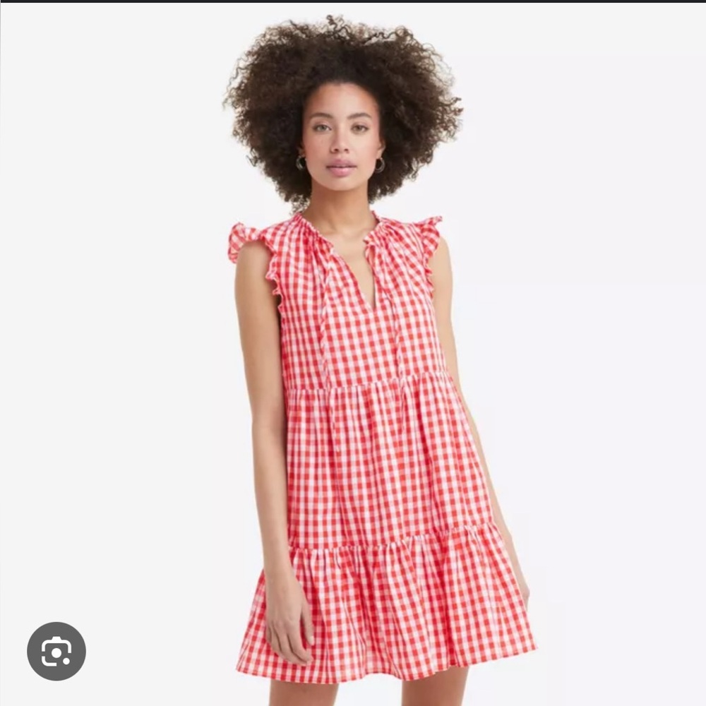 Draper James Connie Flutter Sleeve Dress in Poppy Red gingham